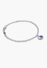 very nice tiny silver enamel flower heart February birthstone bracelet for babies